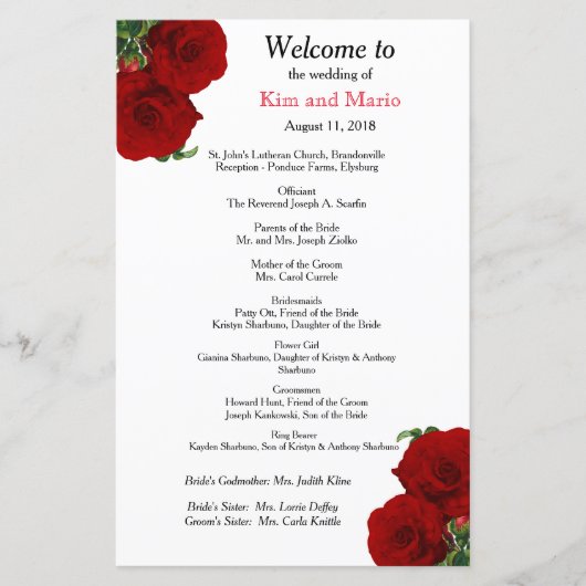 Deep Red Rose Floral - Programma (Voorkant)