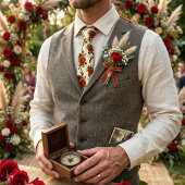 Deep Red Rose Floral Stropdas