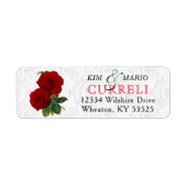 Deep Red Rose Floral Wedding Etiket (Voorkant)