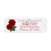 Deep Red Rose Floral Wedding Etiket (Voorkant)