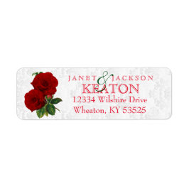 Deep Red Rose Floral Wedding Etiket