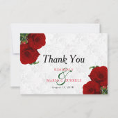 Deep Red Rose Floral Wedding - Hartelijk dank Bedankkaart (Voorkant)