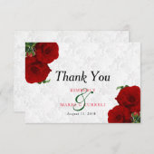 Deep Red Rose Floral Wedding - Hartelijk dank Bedankkaart (Voorkant / Achterkant)