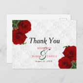 Deep Red Rose Floral Wedding - Hartelijk dank Briefkaart (Voorkant / Achterkant)