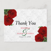 Deep Red Rose Floral Wedding - Hartelijk dank Briefkaart (Voorkant)