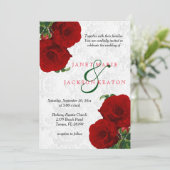 Deep Red Rose Floral Wedding Invitation Kaart (Staand voorkant)