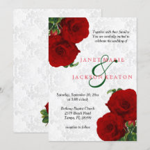 Deep Red Rose Floral Wedding Invitation