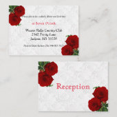 Deep Red Rose Floral Wedding - Ontvangst Informatiekaartje (Voorkant / Achterkant)