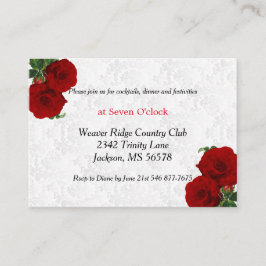 Deep Red Rose Floral Wedding - Ontvangst Informatiekaartje