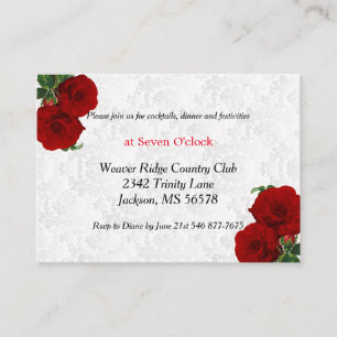 Deep Red Rose Floral Wedding - Ontvangst Informatiekaartje