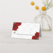 Deep Red Rose Floral Wedding Plaatskaartje (Voorkant)