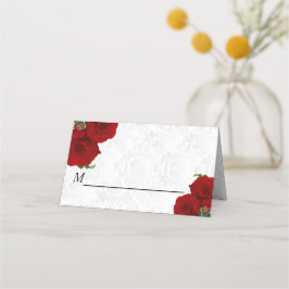 Deep Red Rose Floral Wedding Plaatskaartje