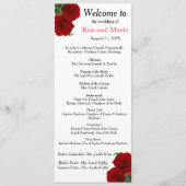 Deep Red Rose Floral Wedding Programme Programmakaart (Voorkant)