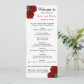 Deep Red Rose Floral Wedding Programme Programmakaart (Staand voorkant)