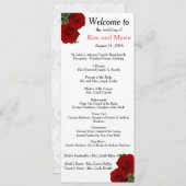 Deep Red Rose Floral Wedding Programme Programmakaart (Voorkant / Achterkant)