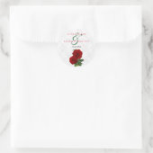 Deep Red Rose Floral Wedding Ronde Sticker (Tas)