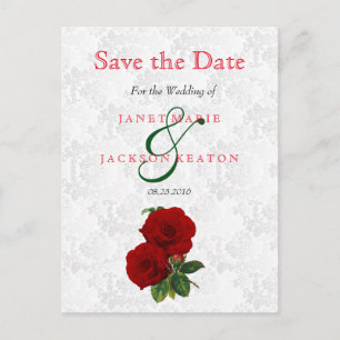 Deep Red Rose Floral Wedding - sparen de datum Aankondigingskaart
