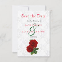 Deep Red Rose Floral Wedding - sparen de datum