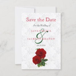 Deep Red Rose Floral Wedding - sparen de datum Save The Date