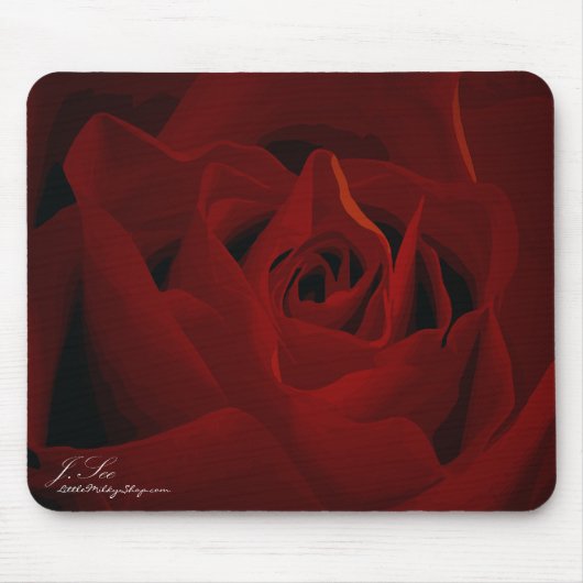 Deep Red Rose Mousepad Muismat (Voorkant)