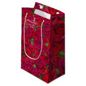 Deep Red Rose Pattern I Love You With Custom Name Klein Cadeauzakje (Voorkant Gekanteld)