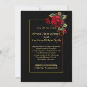 Deep Red Roses Greenery Gold Sparkles Weduwen | Kaart (Voorkant)
