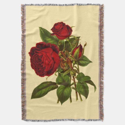 Deep Red Roses Woven Throw Deken (Voorkant Verticaal)