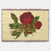 Deep Red Roses Woven Throw Deken (Voorkant)
