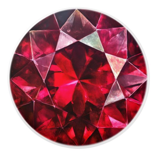 Deep Red Ruby Gem Pattern Keramische Knop (Voorkant)