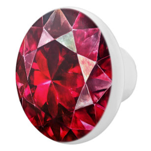 Deep Red Ruby Gem Pattern Keramische Knop