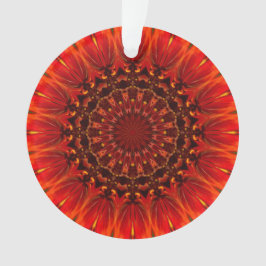 Deep Red Rudbeckia Floral Mandala Ornament