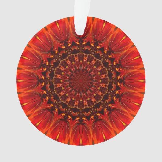 Deep Red Rudbeckia Floral Mandala Ornament (voorkant)