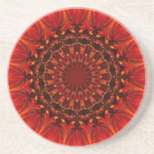 Deep Red Rudbeckia Floral Mandala Zandsteen Onderzetter (Voorkant)