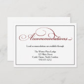 Deep Red Script Wedding Accommodations Detail Kaar Informatiekaartje (Voorkant / Achterkant)