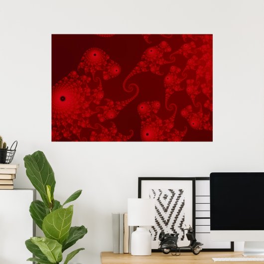 Deep Red Seahorse Herd Poster (Thuiskantoor)