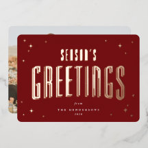 Deep Red Season's Greetings Retro Stars Foto