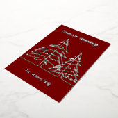Deep Red & Silver Grafische Kerstboom Minimal Folie Feestdagenkaart (Gedraaid)