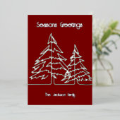 Deep Red & Silver Grafische Kerstboom Minimal Folie Feestdagenkaart (Staand Voorkant)