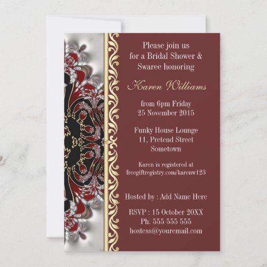 Deep Red Silver Satin Vrijgezellenfeest Kaart (Achterkant)