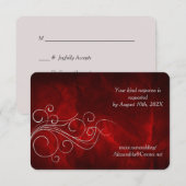 Deep Red Silver Swirl Wedding RSVP Kaart (Voorkant / Achterkant)