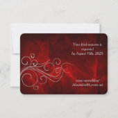 Deep Red Silver Swirl Wedding RSVP Kaart (Voorkant)