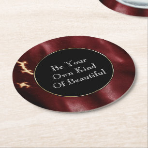 Deep Red Southwest Koeienhuid Ronde Kartonnen Onderzetter