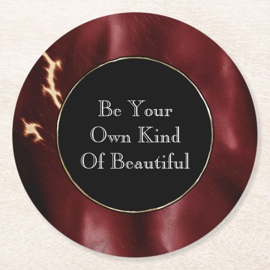 Deep Red Southwest Koeienhuid Ronde Kartonnen Onderzetter (Voorkant)