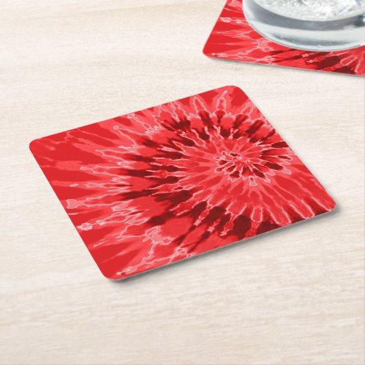 Deep Red Spiral Tie Dye Kartonnen Onderzetters (Schuin)