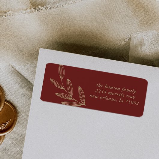 Deep Red Sprout Return-adreslabel Etiket