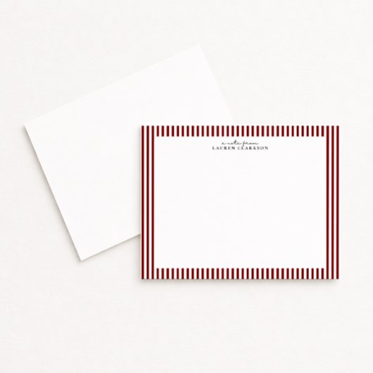Deep Red Stripe Border Note Card Kaart
