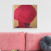 Deep Red Turban Paarse Jacket Canvas Afdruk (Insitu (Woonkamer))