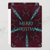Deep Red Turquoise Merry Kerstkaleidoscoop Feestdagenkaart (Voorkant / Achterkant)