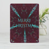Deep Red Turquoise Merry Kerstkaleidoscoop Feestdagenkaart (Staand voorkant)