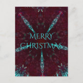 Deep Red Turquoise Merry Kerstkaleidoscoop Feestdagenkaart (Voorkant)
